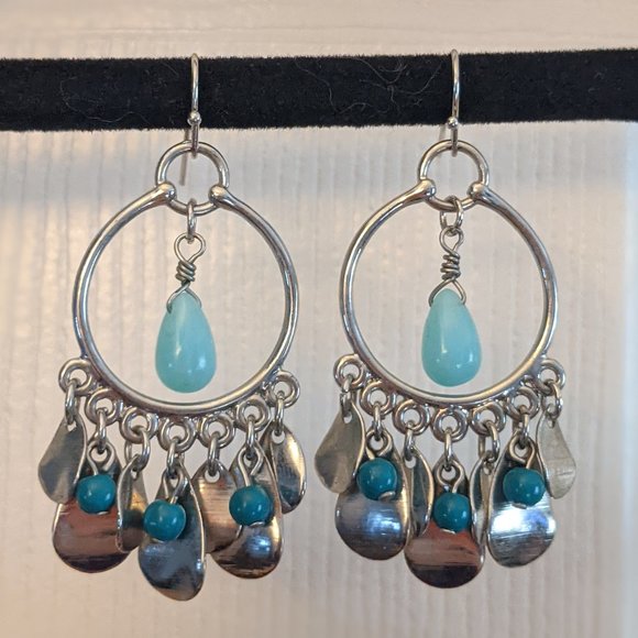 Jewelry - Turqouise Drop Hoop Earrings